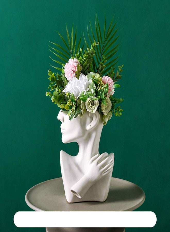 KatoonX Ceramic Head Face Flower Vase for Statue Home Decoration (Matte White) - Image 3
